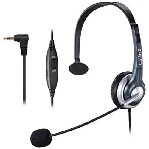 Callez 2.5mm Cordless Phone Headset Mono, Hands-Free Telephone Headset With Noise Canceling Mic For DECT AT&T ML17929 Vtech Panasonic KX-T7630 KX-T7633 Uniden RCA Cisco Call Center Home Office(C300D1)