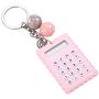 Serounder Mini Calculator, Portable Pocket Candy Color PVC 8 Digits Electronic Calculator with Silicone Buttons and Keychain Buckle for Children Students(Pink)
