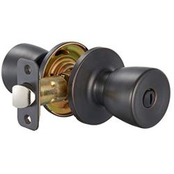 Amazon Basics Tulip Door Knob With Lock, Privacy, Oil Rubbed Bronze