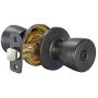 Amazon Basics Tulip Door Knob With Lock, Privacy, Oil Rubbed Bronze