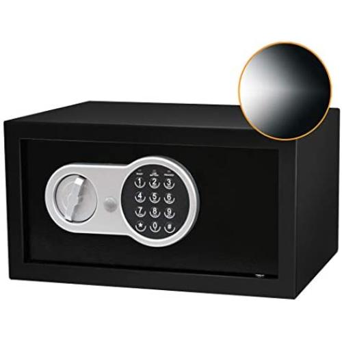 SamYerSafe Safe Box with Sensor Light,0.45 Cubic Feet Security Safe with Electronic Digital Keypad Money Safe Steel Construction Hidden with Lock，Wall or Cabinet Anchoring Design for Office Home Hotel