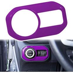 Headlight Lamp Switch Trim Cover Button Decoration Interior Accessories for 2018-2021 Jeep Wrangler JL JLU & Gladiator JT (Purple)