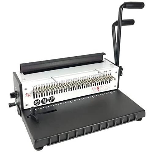 Rayson TD-1500B34R Binding Machine, Round Holes, 3:1 Pitch Wire-O Binder Punch 15 Sheets/Bind 130 Sheets with Sturdy Metal Construction