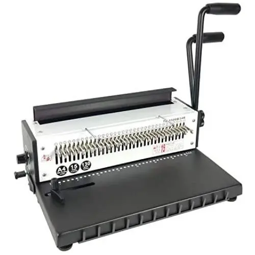 Rayson TD-1500B34R Binding Machine, Round Holes, 3:1 Pitch Wire-O Binder Punch 15 Sheets/Bind 130 Sheets with Sturdy Metal Construction