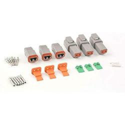 JRready ST6112 DT Connector 2 Pin Gray Waterproof Electrical Wire Connector with Deutsch Solid Contacts and Seal Plug,3 Sets