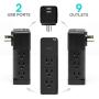 Aduro Surge Protector 9 Outlet Power Strip with USB (2 Ports 2.4A) Wall Mount Multiple Outlet Splitter Extender Adapter Black
