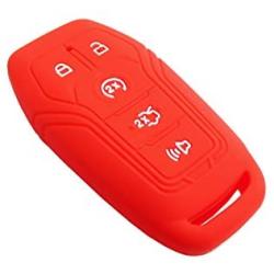 BAR Autotech Remote Key Silicone Rubber Keyless Entry Shell Case Fob and Key Skin Cover fit for Ford F150 F450 Mustang Fusion Lincoln MKZ MKC (1 Pair) (Red)