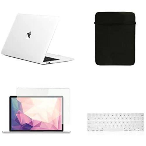 TOP CASE MacBook Pro 13 inch Case 2019 2018 2017 2016 Release A2159 A1989 A1706 A1708, 4 in 1 Essential Rubberized Hard Case, Keyboard Cover, Screen Protector, Sleeve for MacBook Pro 13'' - Matte Clear