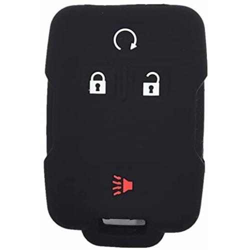 Ezzy Auto Black Silicone Rubber Key Fob Case Key Cover Keyless Remote Jacket Skin Protector fit for Silverado Colorado GMC Sierra Yukon Cadillac