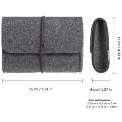 ProCase Felt Storage Case Bag Accessories Organizer for MacBook Laptop Mouse Power Adapter Cables Computer Electronics Cellphone Accessories Charger SSD HHD -Black