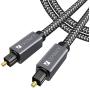 Digital Optical Audio Cable (10 Feet) - [Flawless Audio, Secure Connection] iVanky Slim Braided Digital Audio Optical Cord/Toslink Cable for Sound Bar, TV, PS4, Xbox, Samsung, Vizio - CL3 Rated, Grey