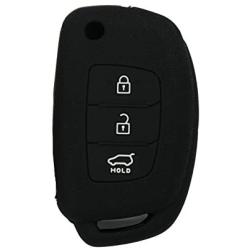 SEGADEN Granular Pattern Silicone Cover Protector Case Holder Skin Jacket Compatible with HYUNDAI ix45 Santa Fe Accent 3 Button Flip Remote Key Fob CV4111 Black