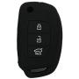 SEGADEN Granular Pattern Silicone Cover Protector Case Holder Skin Jacket Compatible with HYUNDAI ix45 Santa Fe Accent 3 Button Flip Remote Key Fob CV4111 Black