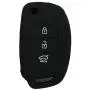 SEGADEN Granular Pattern Silicone Cover Protector Case Holder Skin Jacket Compatible with HYUNDAI ix45 Santa Fe Accent 3 Button Flip Remote Key Fob CV4111 Black