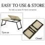 HouseInBox Wooden Laptop Desk, Separated Bed Tray Lap Desk Table, Adjustable Angle Desktop with Foldable Metal Legs, 25.5 x 11.8 Inch (Black)