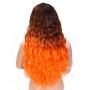 Halloween Synthetic Cosplay Wig Organge Fire Long Curly Wavy Wig for Women Curly Costume Women Wigs For Halloween Party Ombre Orange Halloween Party Wigs Synthetic Cosplay Wigs for Girl 150% Density Cosplay Party Wigs(Ombre Orange)