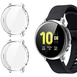 2 Pack Screen Protector Case for Samsung Galaxy Active 2 40mm, All-Around TPU Anti-Scratch Flexible Case Soft Protective Bumper Cover for Samsung Galaxy Watch Active 2. Clear (40mm)