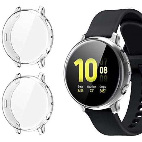 2 Pack Screen Protector Case for Samsung Galaxy Active 2 40mm, All-Around TPU Anti-Scratch Flexible Case Soft Protective Bumper Cover for Samsung Galaxy Watch Active 2. Clear (40mm)