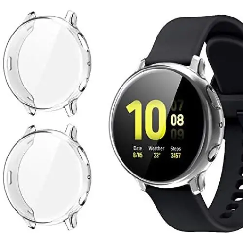 2 Pack Screen Protector Case for Samsung Galaxy Active 2 40mm, All-Around TPU Anti-Scratch Flexible Case Soft Protective Bumper Cover for Samsung Galaxy Watch Active 2. Clear (40mm)