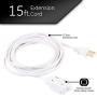 GE 15 ft Extension Cord, White, 51962 & 6 Outlet Surge Protector, 10 Ft Extension Cord, Power Strip, 800 Joules, Flat Plug, Twist-to-Close Safety Covers, White, 14092