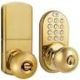 MiLocks TKK-02P Digital Door Knob Lock with Electronic Keypad for Interior Doors, Polished Brass