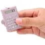 Serounder Mini Calculator, Portable Pocket Candy Color PVC 8 Digits Electronic Calculator with Silicone Buttons and Keychain Buckle for Children Students(Gray Purple)