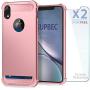 iPhone XR Case with Card Holder and[Screen Protector Tempered Glass x2Pcs] SUPBEC Protective Ultra-Thin-Slim Cover with Silicone TPU Shockproof Rubber Wallet Case for iPhoneXR 6.1''-Rose Gold