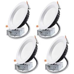 TORCHSTAR 4 Inch LED Slim Recessed Lighting with Junction Box, 12W(90W Eqv.), Dimmable Airtight Downlight, IC Rated, 5000K Daylight, ETL & Energy Star Listed, 5 Years Warranty, Pack of 4