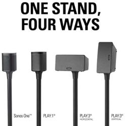 Sanus Wireless Sonos Speaker Stand for Sonos One, Play:1, Play:3 - Audio-Enhancing Design with Built-in Cable Management - Pair (Black) - WSS22-B1