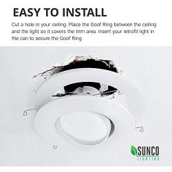 Sunco Lighting 12 Pack White Goof/Trim Ring Fits 5 Inch / 6 Inch Recessed Downlights, Outer Diameter 8.6-inch, Inner Diameter 6.2-inch, Durable Plastic Design, Flush Mount to Cover Messy Ceilings