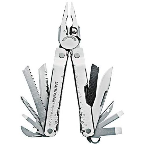 LEATHERMAN, Super Tool 300 Multitool with Premium Replaceable Wire Cutters and Saw, Stainless Steel with Nylon Sheath