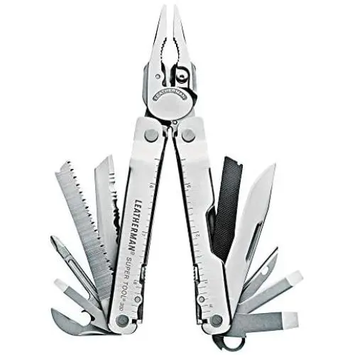 LEATHERMAN, Super Tool 300 Multitool with Premium Replaceable Wire Cutters and Saw, Stainless Steel with Nylon Sheath