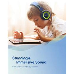 iClever Kids Headphones with Microphone- Wired Headphones for Kids with 94dB Volume Limited, Adjustable Headband, Stereo Sound, Foldable - Childrens Headphones for Boys/Girls/School/Travel/iPad, Green