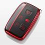 Royalfox(TM) 5 Buttons Full TPU Smart keyless Entry Remote Key Fob case Cover for Land Rover Defender Discovery Sport LR3 LR4 Range Rover Sport Evoque Velar,Jaguar XF XJ XJL XE F-PACE (red/Black)