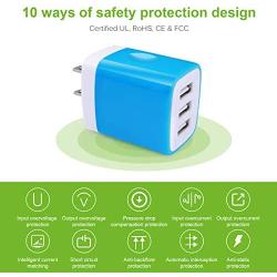 Charger Plug, Charging Block Sicodo 5-Pack 3.1Amp 3-Port USB Charger Cube for iPhone X/8/7/6S/6S Plus/6 Plus/6, Samsung Galaxy, LG, HTC, Moto, Kindle Charger Box