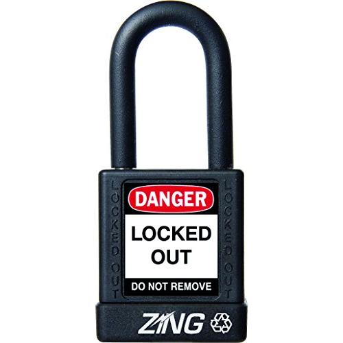 ZING 7037 RecycLock Safety Padlock, Keyed Alike, 1-1/2'' Shackle, 1-3/4'' Body, Black