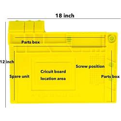KOTTO Anti-Static ESD Safe Magnetic Soldering Mat, Silicone Repair Mat, includes Repair Tools Kit and Anti Static Grounding Wire for BGA Soldering Iron, Heat Gun, Cell Phone Laptop (18 x 12 inch)