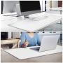 Cacoy 39.4''x15.7'' Oversized PU Leather Desk Pad - Leather Extended Mousepad Writing Mat Desk Protective Mat for Office, Home, Computer, Laptop - White