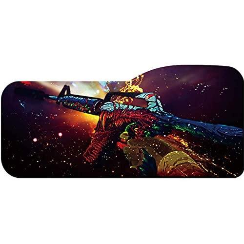 Large Gaming Mouse Pad Professional Extended Curved Mousepad Waterproof Computer Laptop Keyboard Desk Mat with Stitched Edges Anti Slip Rubber Base for Gamer School Office Home (Colorful Gun)