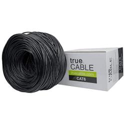 trueCABLE Cat6 Shielded Riser (CMR), 1000ft, Black, 23AWG Solid Bare Copper, 550MHz, ETL Listed, Overall Foil Shield (FTP), Bulk Ethernet Cable