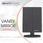 Beautyworks Backlit Makeup Vanity Mirror 36 LED Lights Touch-Screen Light Control, Tri-Fold 1/2/3X Magnification, Portable High-Definition Clarity Cosmetic Light Up Magnifying Mirror (Midnight Black)