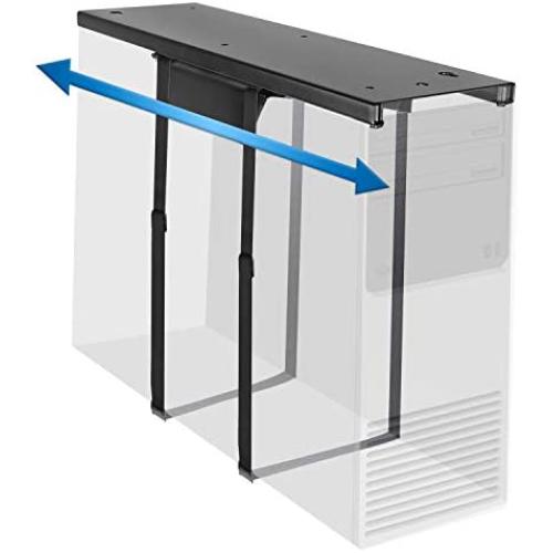 Mount-It! Under Desk CPU Mount with Adjustable Straps, Computer Tower Holder with Sliding Track and 360 Degree Swivel, 22 Lb Capacity, Black