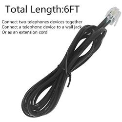 SINCODA 2 Pack 6ft Phone Telephone Extension Cord Cable Line Wire with Standard RJ11 6P4C Plugs for Landline Telephone (2PCS 6FT Telephone Extension Cord)