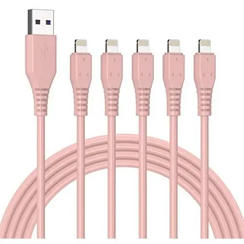 iPhone Charger Cable 3FT 5Pack,Lightning Cable 3 Foot Cord Sync USB Fast Charging Cord Compatible with iPhone 11/11 Pro/Pro Max/SE/X/XS Max/XR/8/8 Plus/7/7 Plus/iPad(Pink)