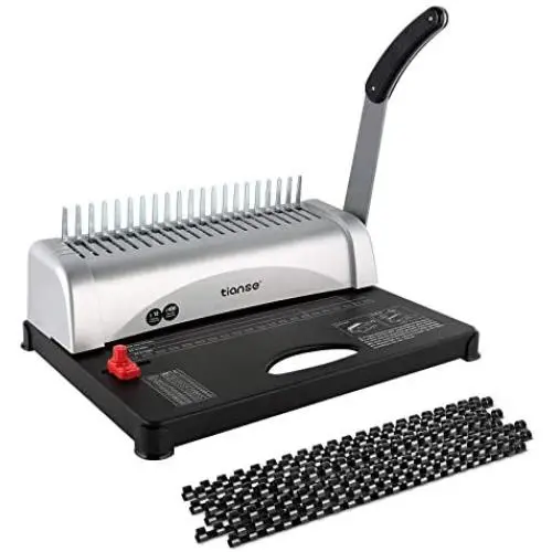 Binding Machine, 21-Holes, 450 Sheets, Comb Binding Machine with Starter Kit 100 PCS 3/8 Comb Binding Spines, Comb Binding Machine Perfect for Letter Size, A4, A5 or Smaller Sizes Office Documents