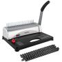 Binding Machine, 21-Holes, 450 Sheets, Comb Binding Machine with Starter Kit 100 PCS 3/8 Comb Binding Spines, Comb Binding Machine Perfect for Letter Size, A4, A5 or Smaller Sizes Office Documents