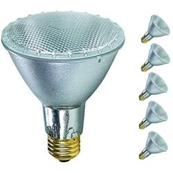 Sterl Lighting - Pack of 6 PAR30 Clear Long Neck Outdoor Security Light Bulbs Halogen , 38 Watts , 120 Volts , E26 Medium Base , 2700K , 440 Lumens