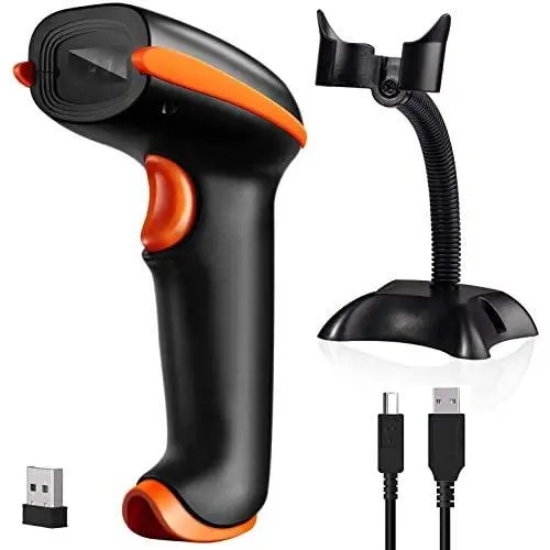 Tera Wireless Barcode Scanner 1D 2D QR Code Reader Handheld Scanner (2.4G Wireless/USB Wired 2 in 1) for Store, Supermarket, Warehouse, Library with Handsfree Stand