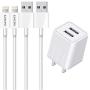 KOZOPO iPhone Charger, Lightning Cable 6FT(2 Pack) Fast Charging Data Sync Transfer Cord with 2 Port USB Plug Wall Charger Travel Adapter Compatible with iPhone 11 Pro Max XS XR X 8 7 Plus 6S for iPad