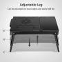 Laptop Desk, Laptop Table for Bed with Fan, Bed Desk for Laptop and Writing, with 4 Port USB Hub, Adjustable Light, Large Mouse Pad and Storage Box (Black)